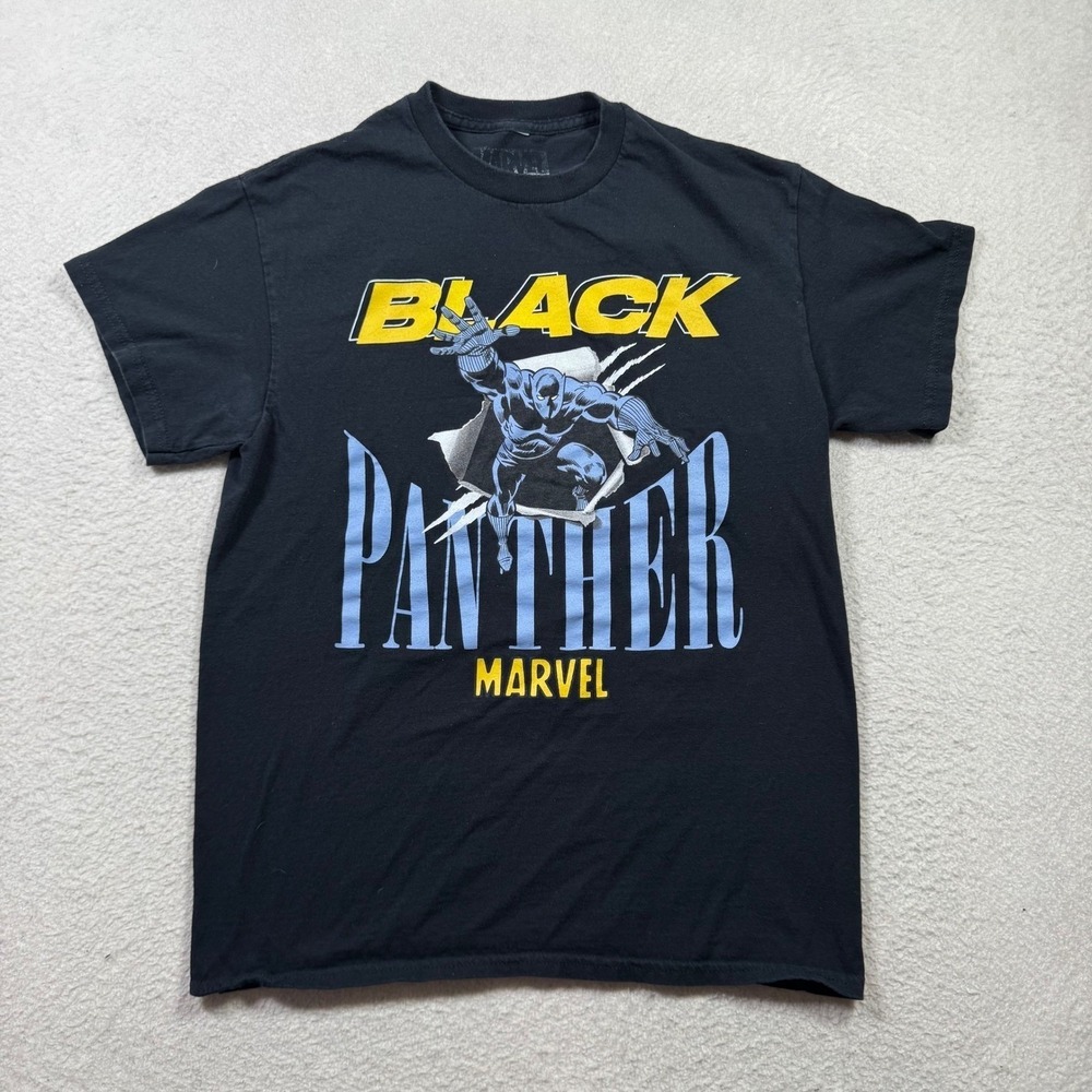 Marvel Black Panther Graphic T-Shirt Mens M Black Excellent Comic Hero Tee
